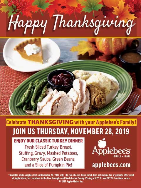 Applebees Thanksgiving Menu With Prices