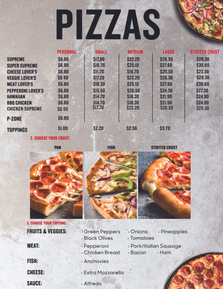 Pizza Huts Menu With Prices